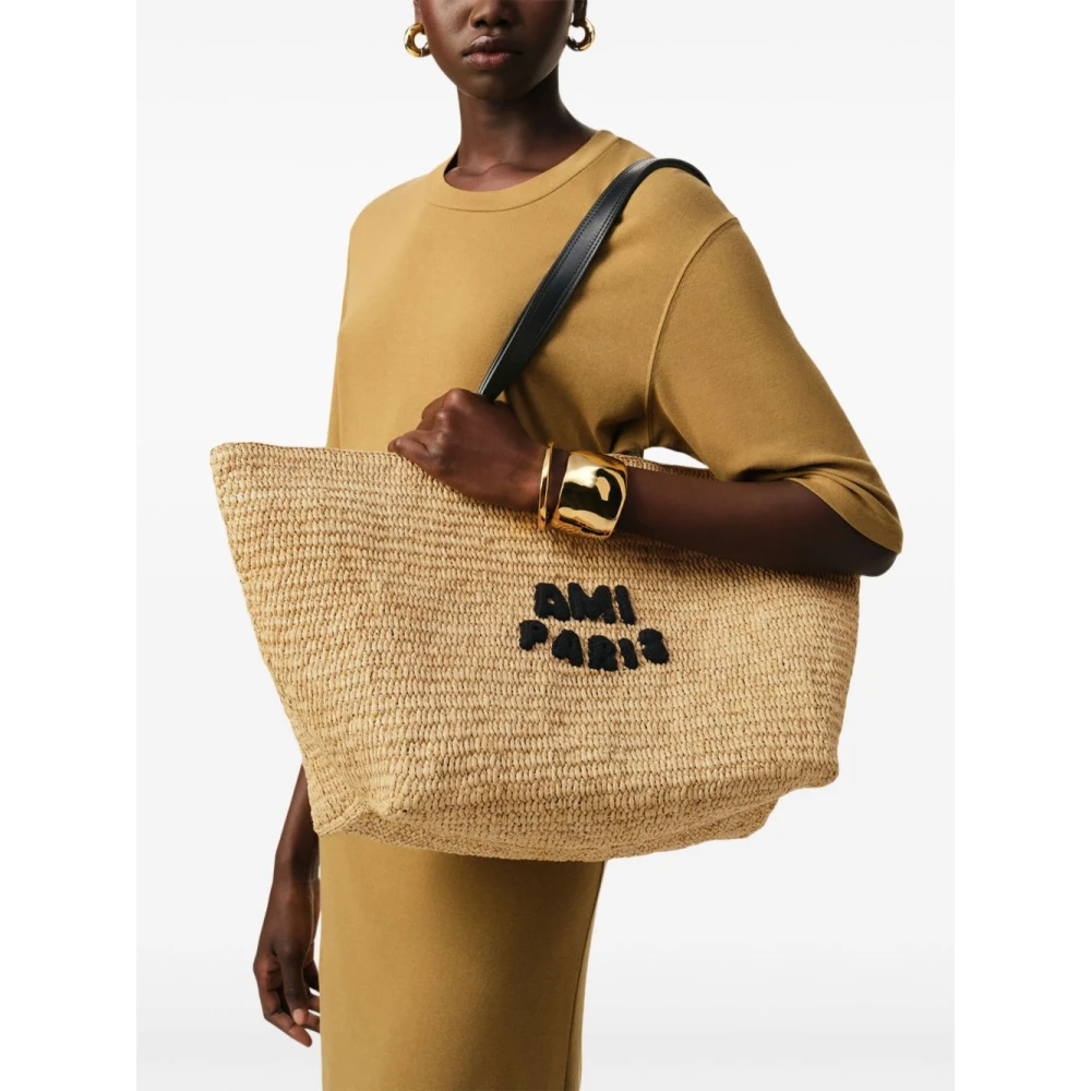 Ami Paris Beige Tote Tas met Lange Handvatten Beige Dames