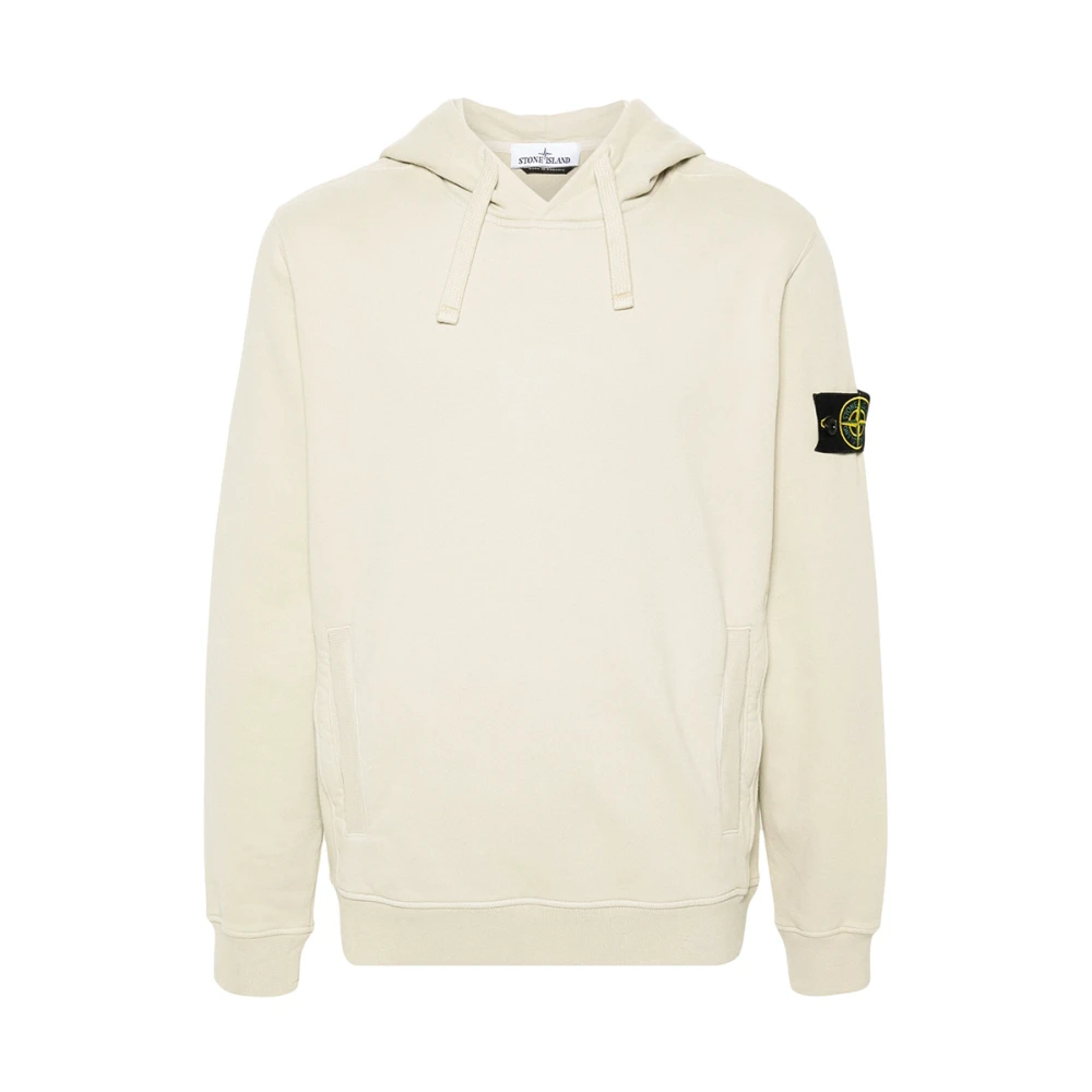 Stone Island Geborstelde katoenen fleece hoodie met zakken White Heren