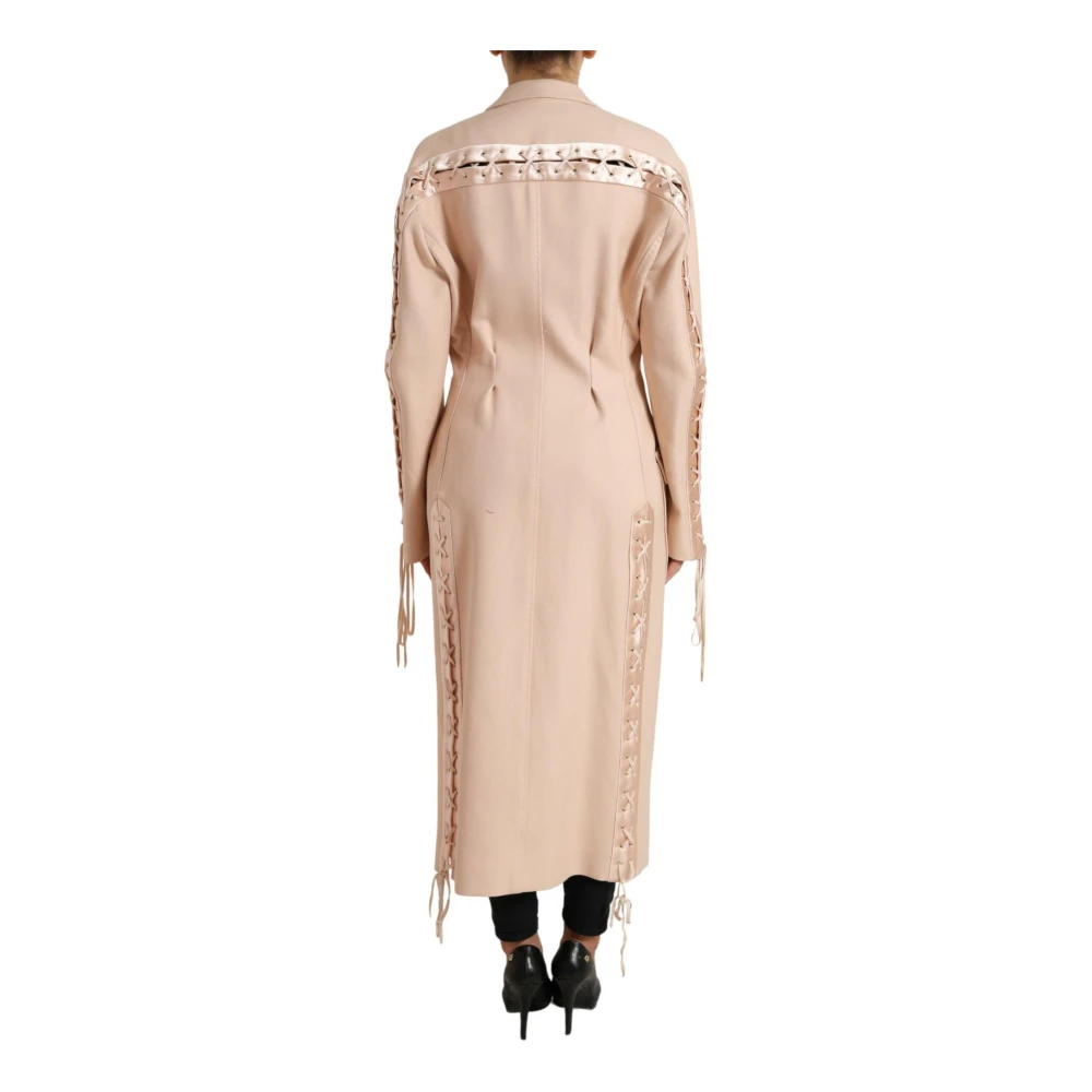 Dolce & Gabbana Beige Lange Wollen Jas Beige Dames