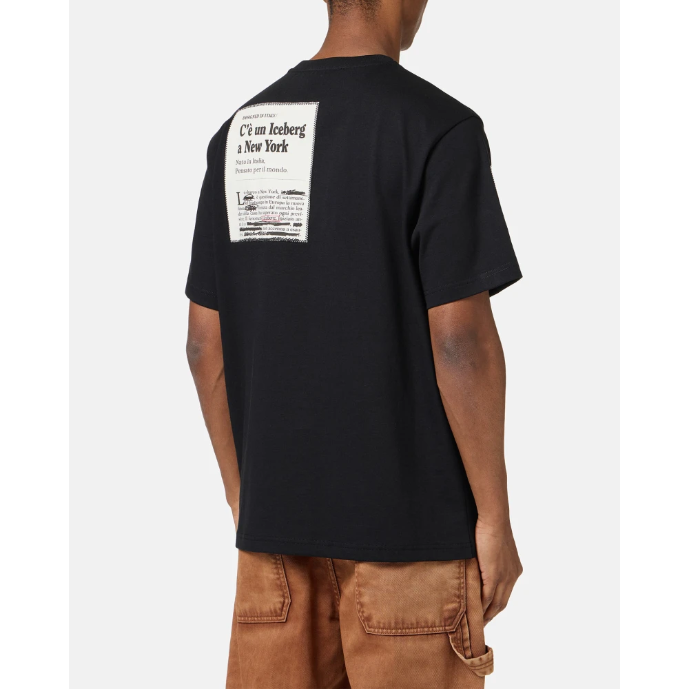 Iceberg Regular fit zwart katoenen jersey t-shirt Black Heren