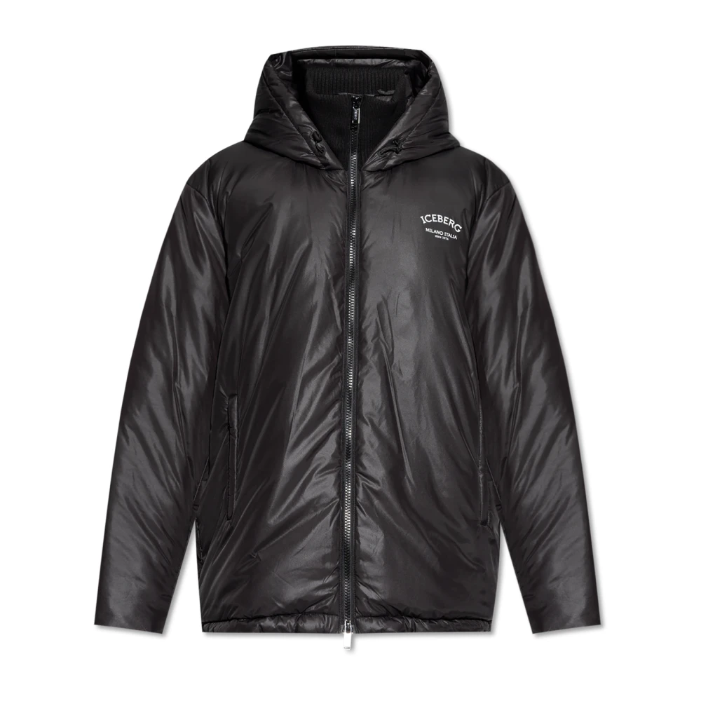 Iceberg Logo Nylon Donsjas Black Heren