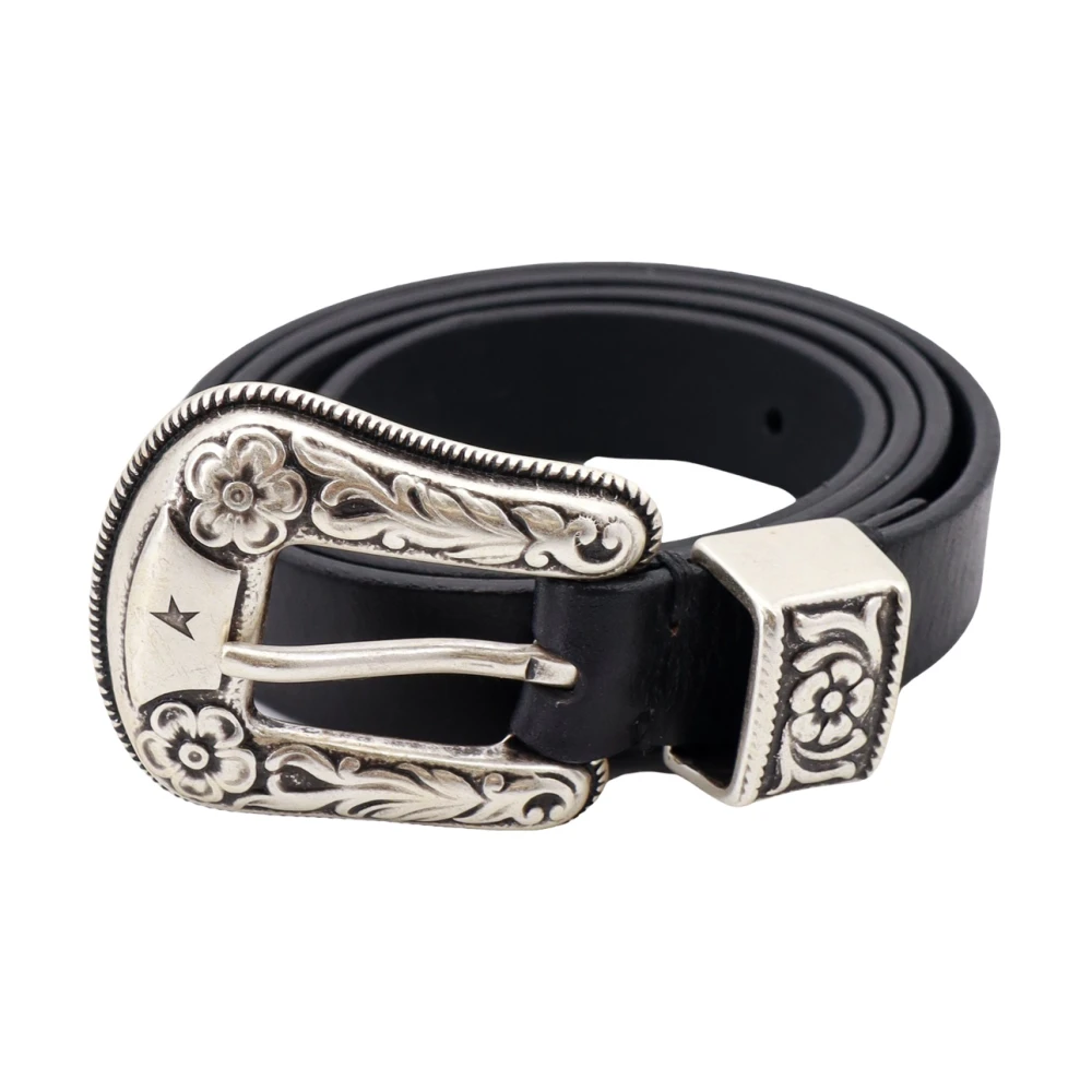 Golden Goose Leren Western Riem Black Dames