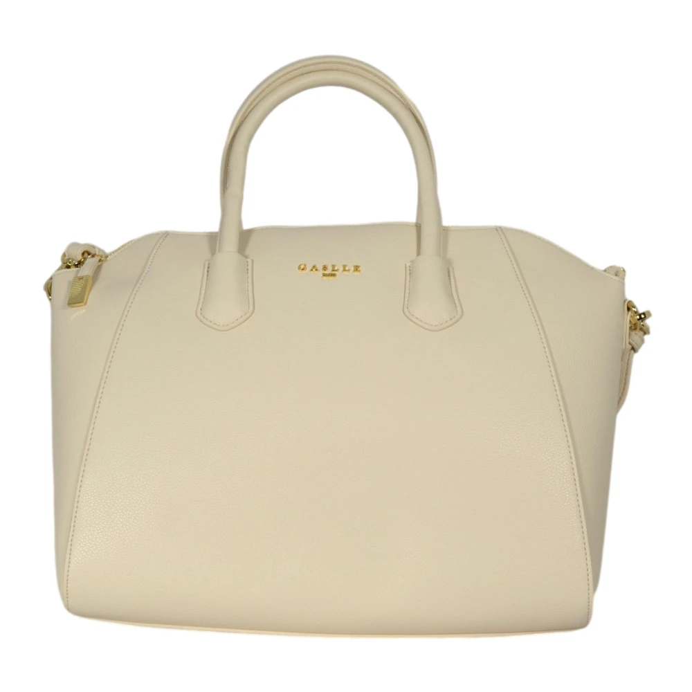 Gaëlle Paris Metalen Logo Duffle Tas met Jacquard Riem Beige Dames