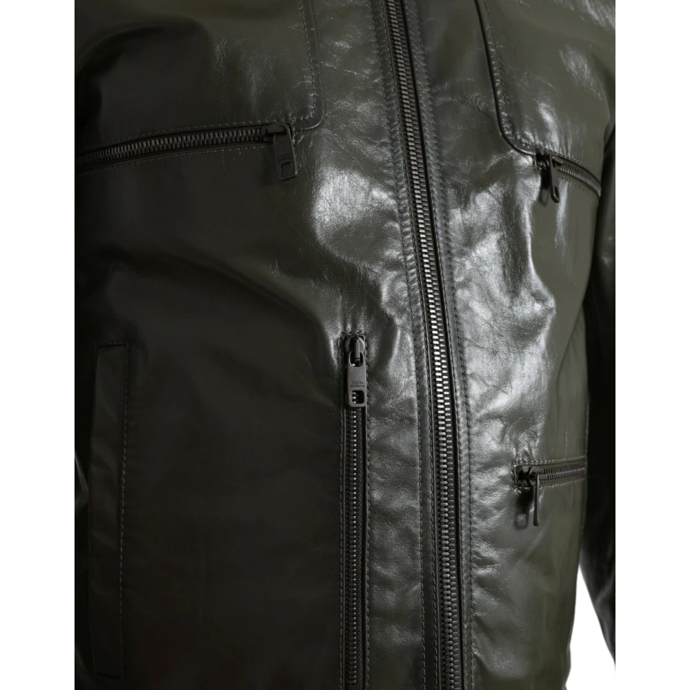 Dolce & Gabbana Leather Jackets Green Heren
