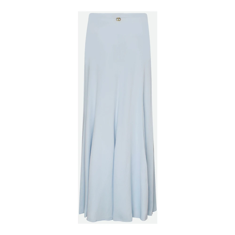 Twinset Blauwe Satijnen Rok met Verticale Panelen Blue Dames