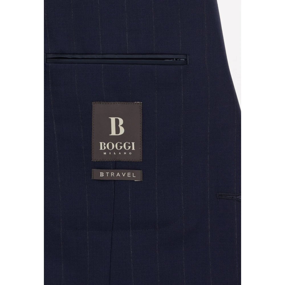 Boggi Milano Pinstripe pak van zuivere reiswol Blue Heren