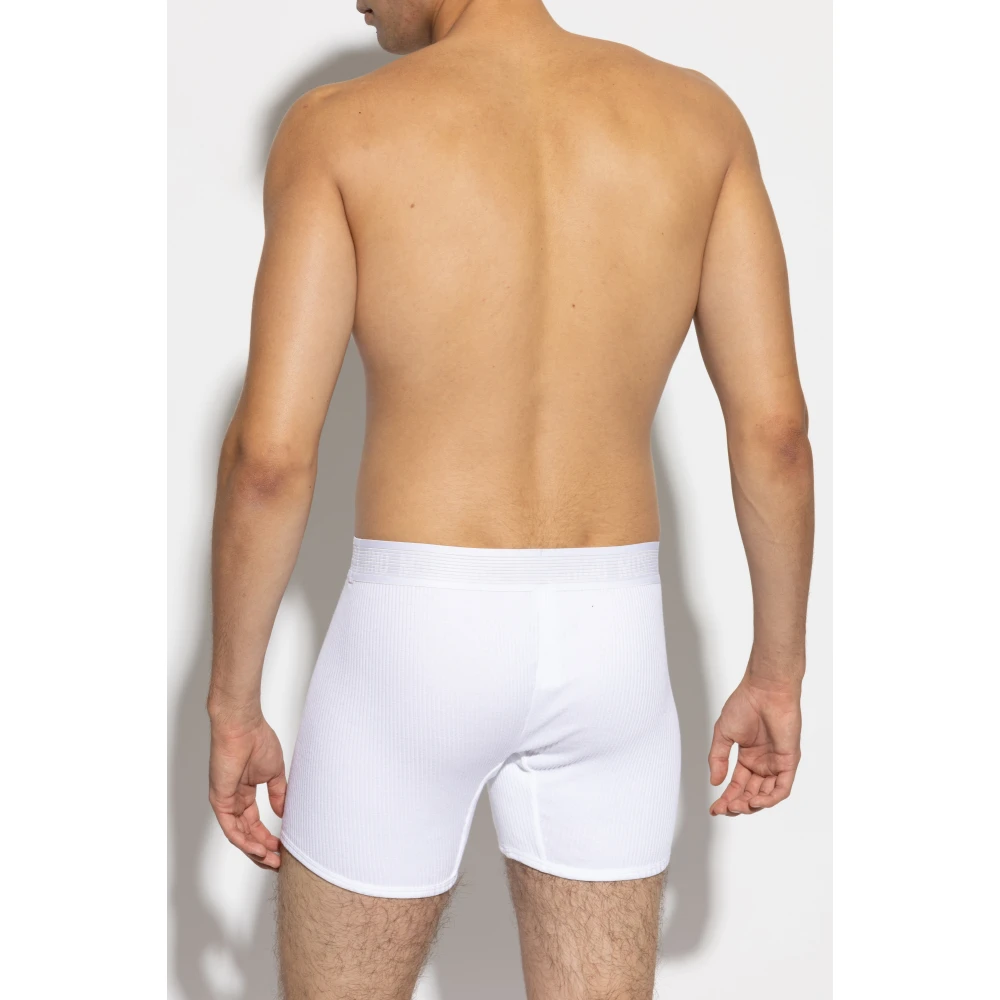 Moschino Geribbelde Boxershorts White Heren