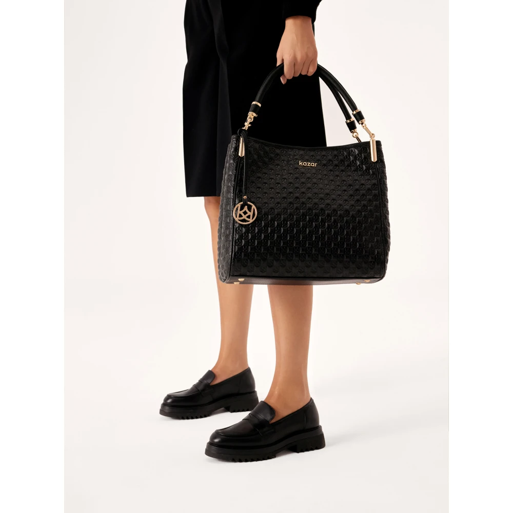 Kazar monogramleren schoudertas Black Dames
