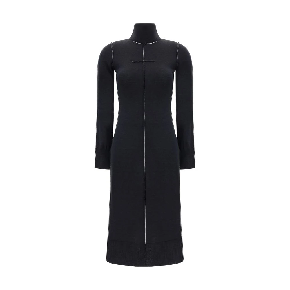 MM6 Maison Margiela Stijlvolle Maxi Jurk met Rolhals Black Dames