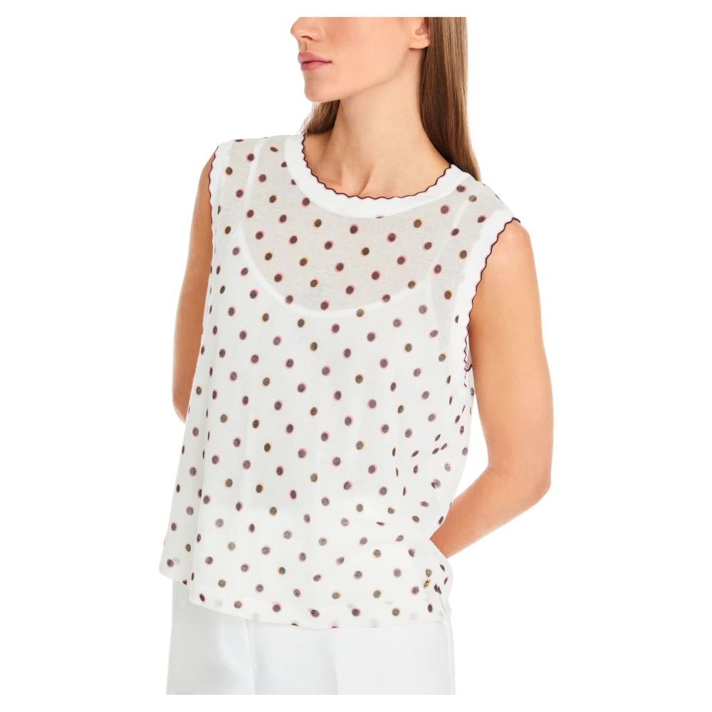 Marc Cain Gestippelde Gebreide Top White Dames