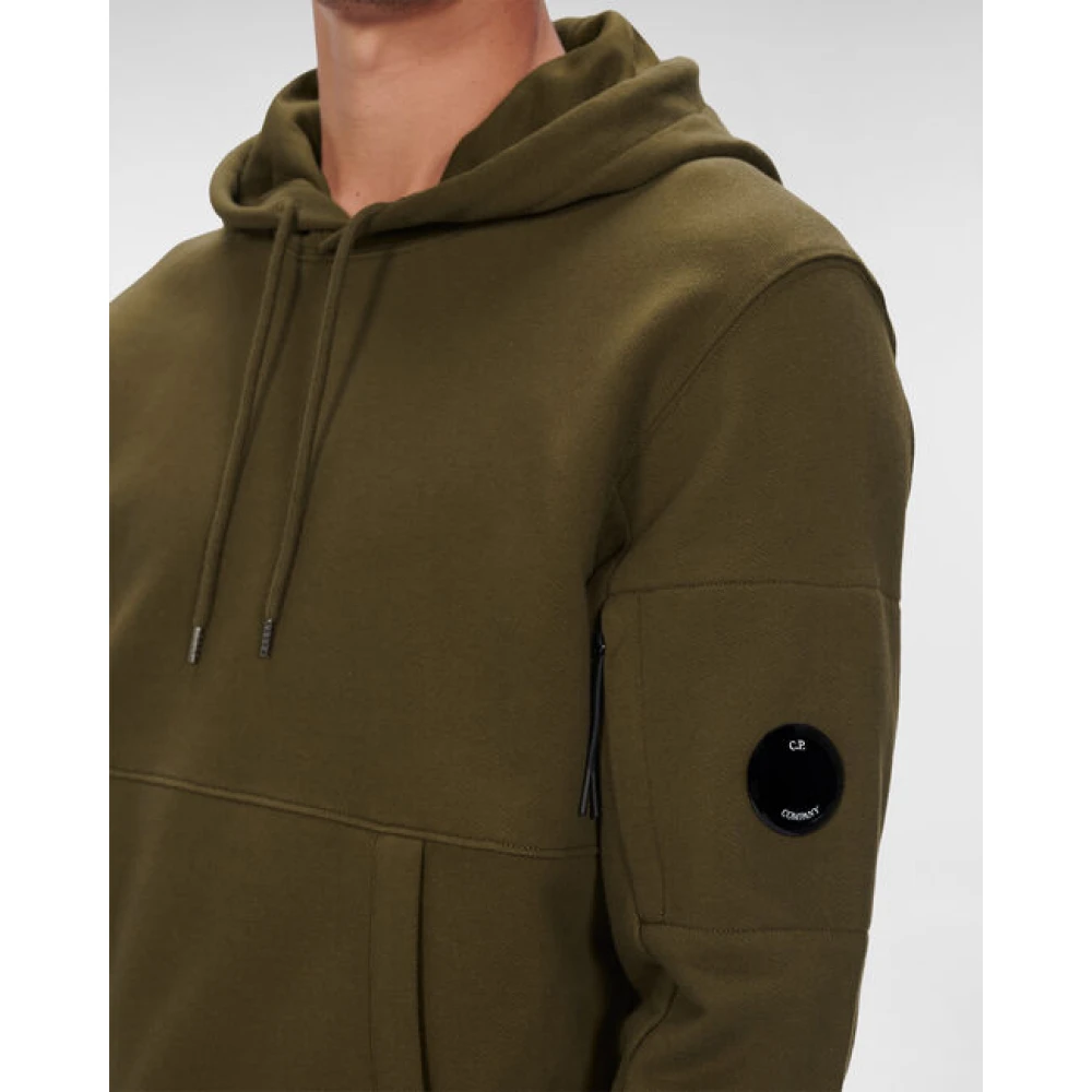 C.P. Company Diagonal Fleece Pullover Hoodie Green Heren