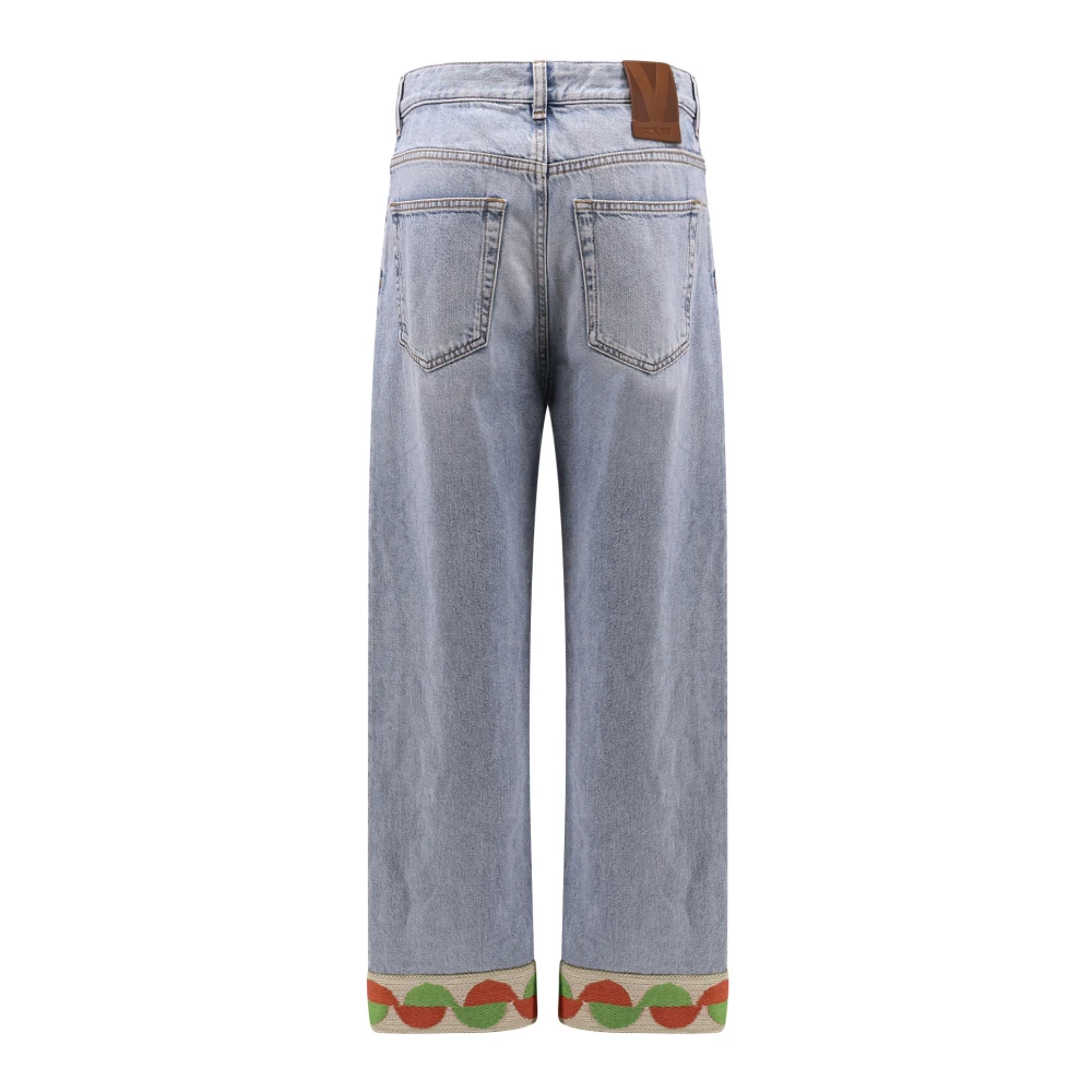 Valentino Jacquard Profiel Jeans met Ritssluiting Blue Dames