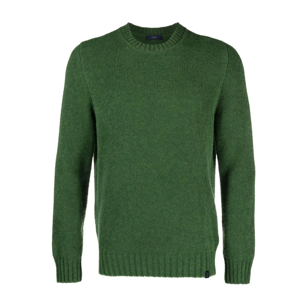 Fay Groene Textuur Crew-Neck Sweater Green Heren