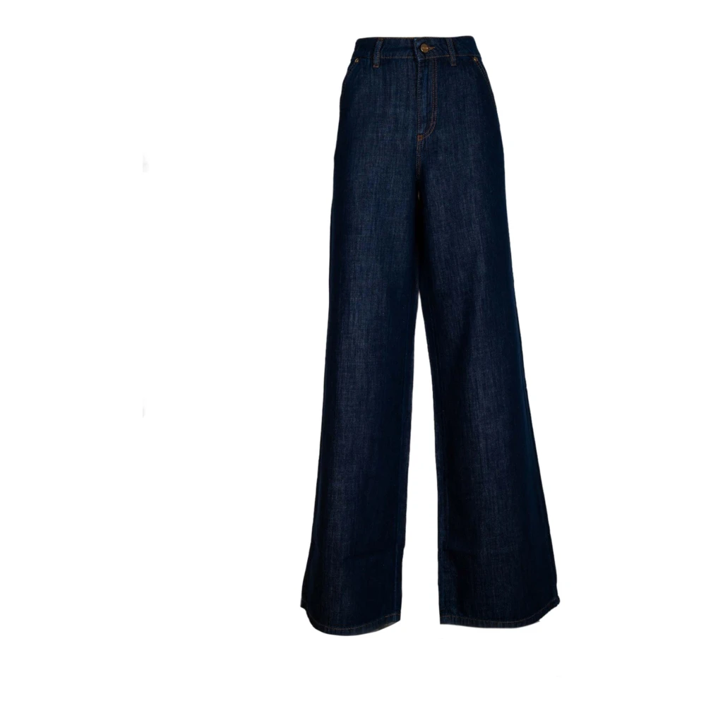 Iblues Hoge Taille Flared Elephant Jeans in Donker Denim Blue Dames