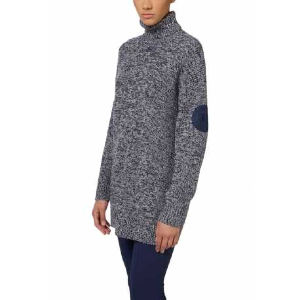 Elisabetta Franchi Blauw Wit Lang Turtleneck Sweater Blue Dames