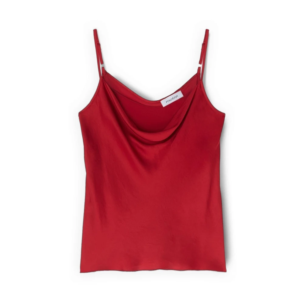 Motivi Vrouw Rood Tops Dames, 2XS, Satijn, Gedrapeerde Satijnen Top