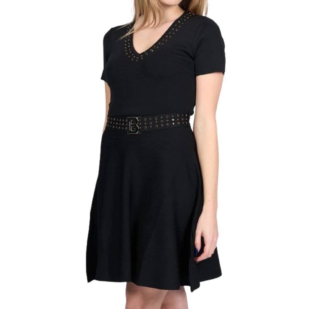 Blugirl Zwarte jurk met strass-steentjes Black Dames