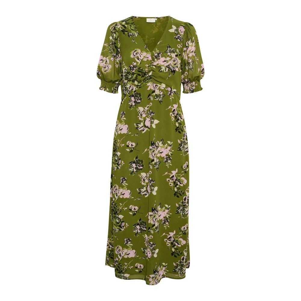 Kaffe Groene Stencil Bloemenprint Jurk Green Dames