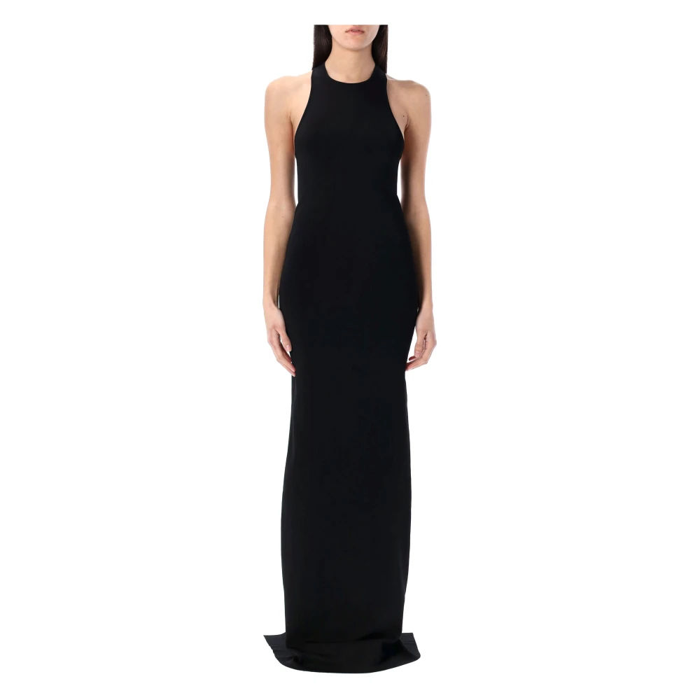 Saint Laurent Zwarte Lange Jurk Elegant Mouwloos Racerback Black Dames