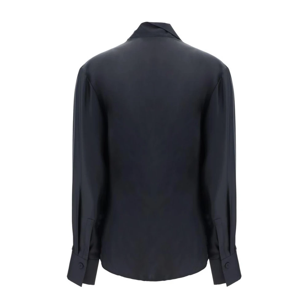Róhe Zijden Asymmetrische Shirt met Piekende Revers Black Dames
