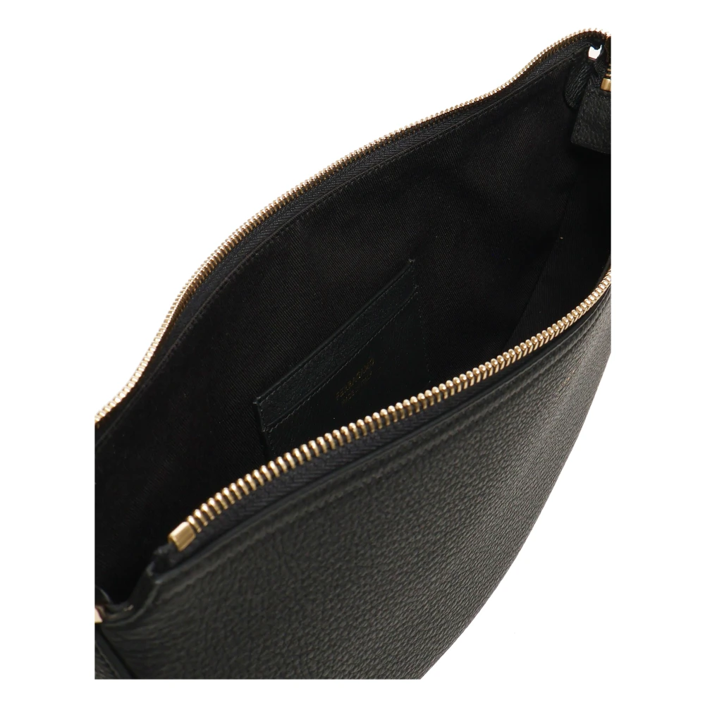 Salvatore Ferragamo Zwarte leren schoudertas met rits Black Dames