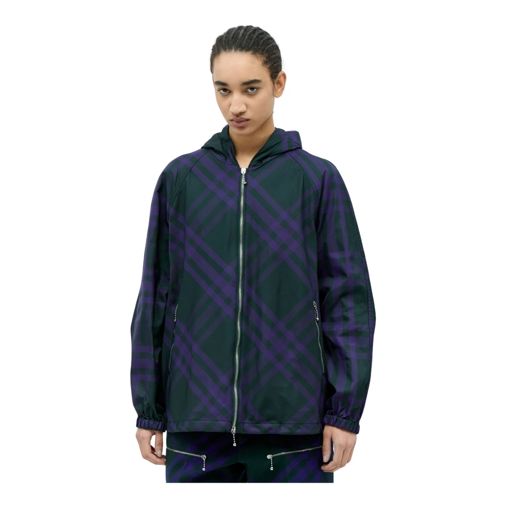 Burberry Nylon-Twill Windbreaker Jacket Purple Dames