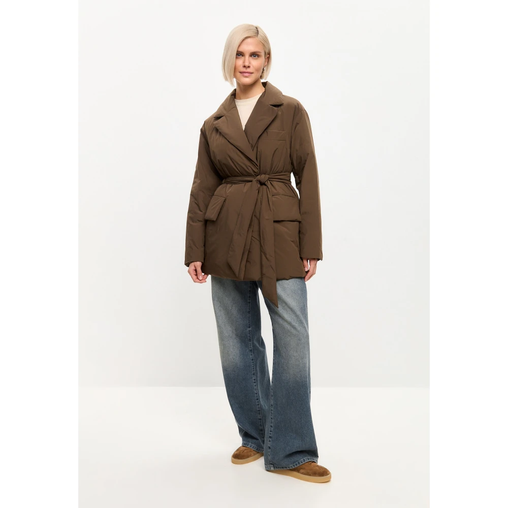 Cesare Gaspari Geriemde Gewatteerde Blazer Bruin Brown Dames
