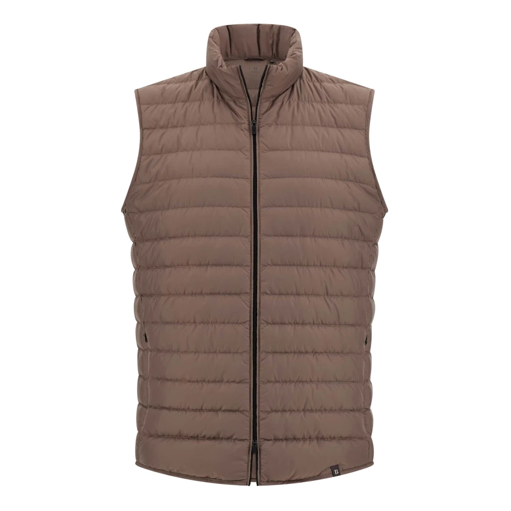 Boggi Milano Gilet van technische stof met ganzen dons Brown Heren