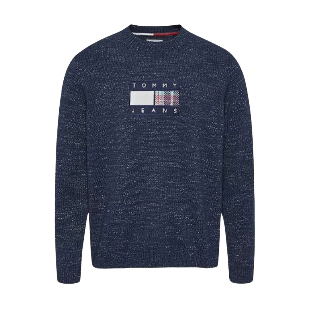 Tommy Jeans Men's Blue Round-Neck Knitwear, Xs, Jumper With Tommy Style