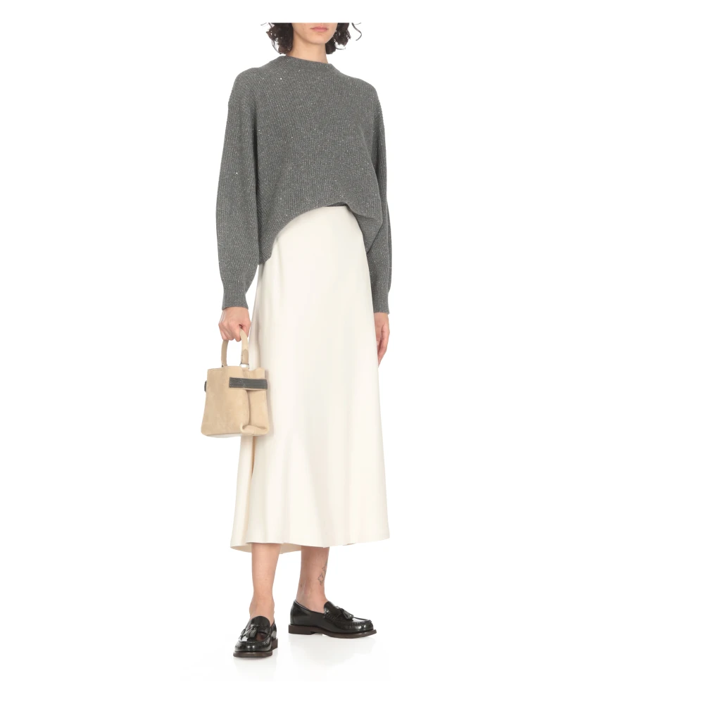 BRUNELLO CUCINELLI Beige Suède Leren Handtas met Messing Details Beige Dames