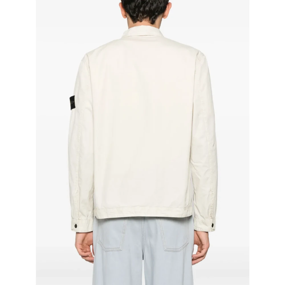Stone Island Beige Jassen met Badge en Zakken Beige Heren