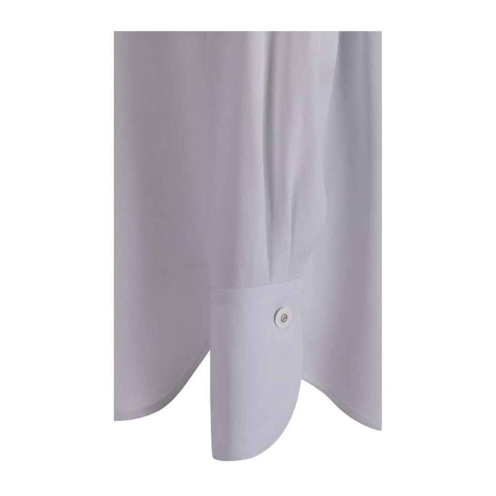Giorgio Armani Zijden Crew Neck Shirt met Verborgen Knopen White Dames