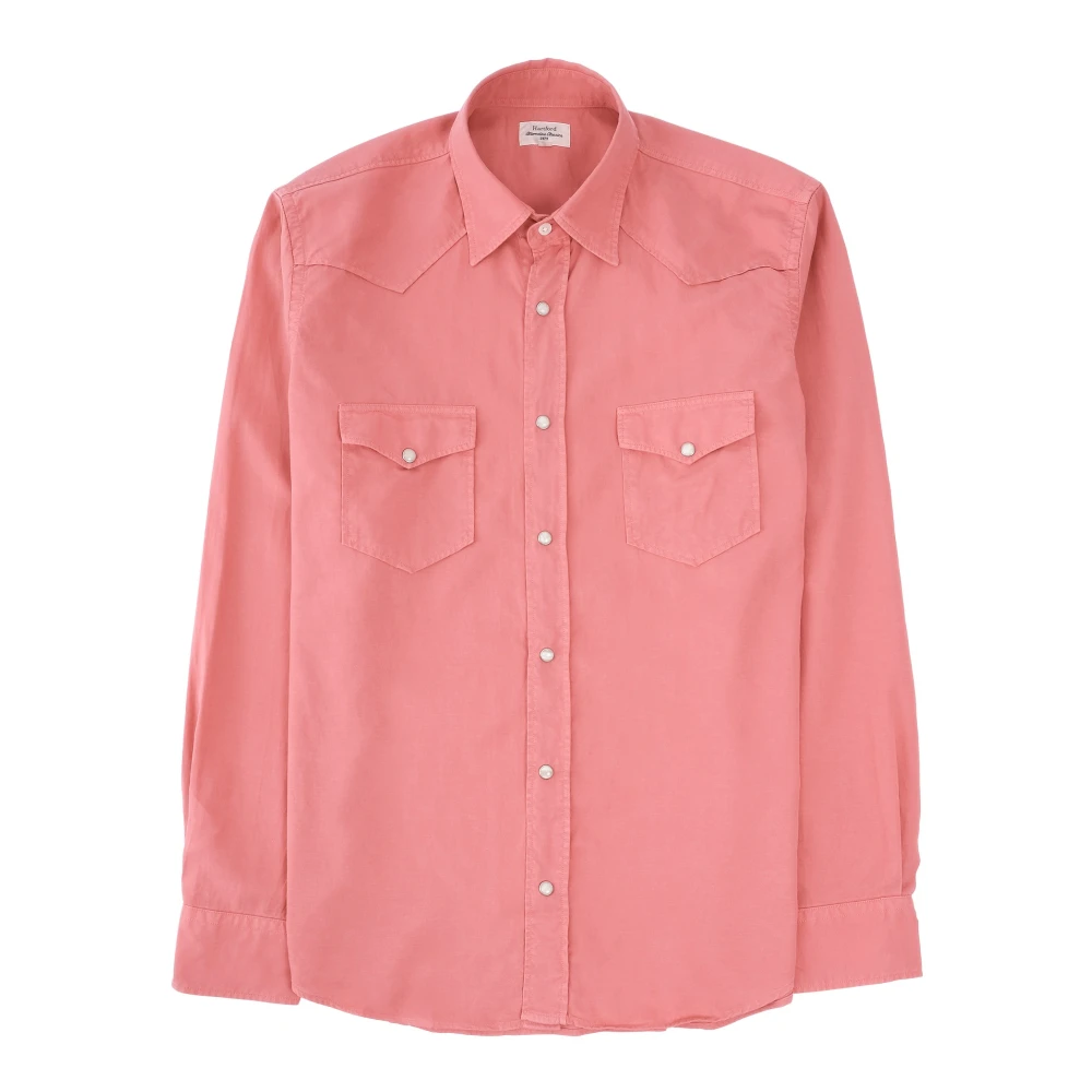 Hartford Westerse Tencel Twill Overhemd Pink Heren
