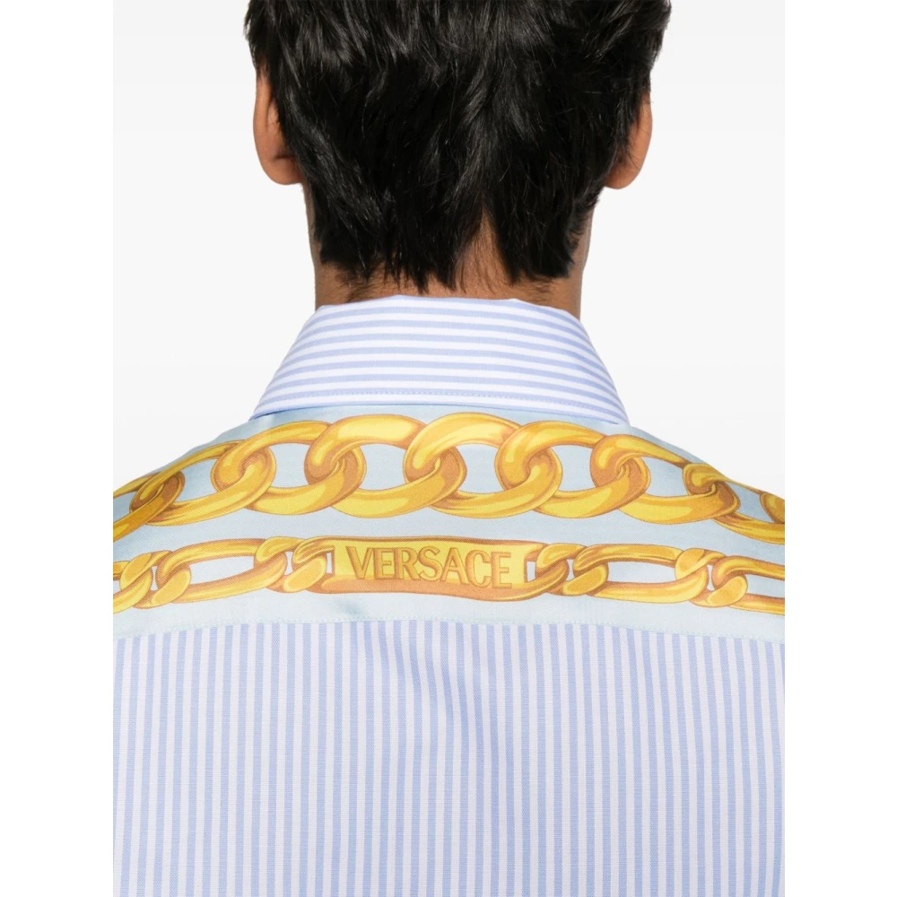 Versace Lichtblauw Overhemd Luxe Stijl Blue Heren