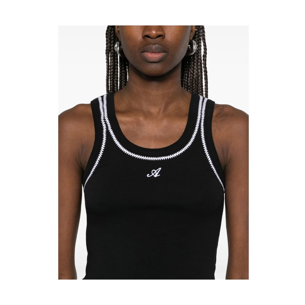 Axel Arigato Zwart Logo Geborduurde Racerback Tanktop Black Dames