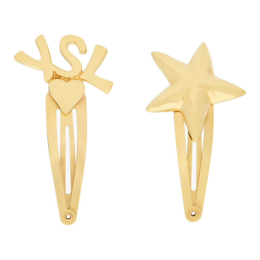 Saint Laurent Gouden Bijoux Haarklemmen Set Yellow Dames
