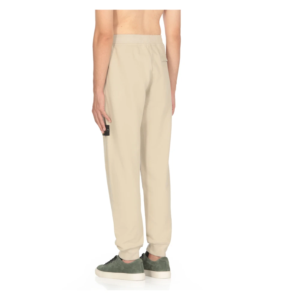 Stone Island Beige Katoenen Broek met Iconische Patch Beige Heren