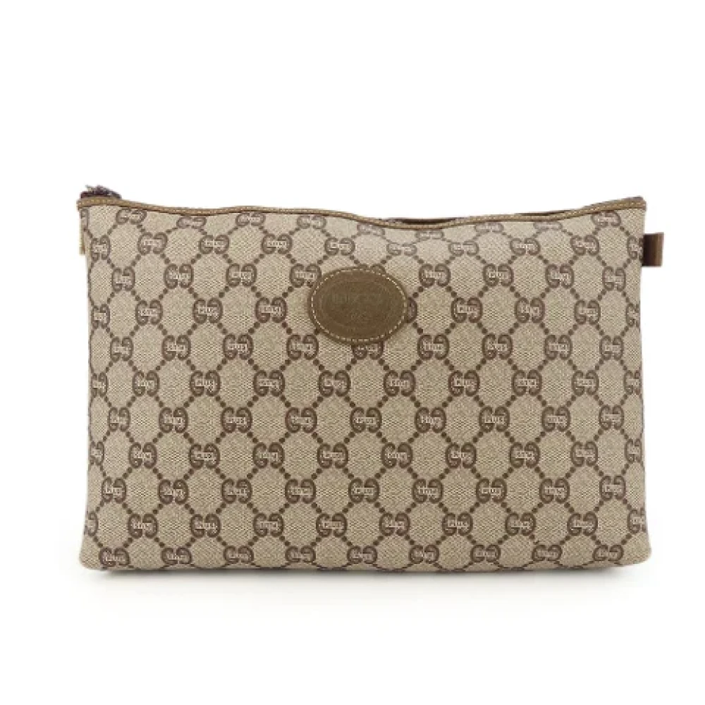 Gucci Vintage Pre-owned Canvas clutches Beige Dames