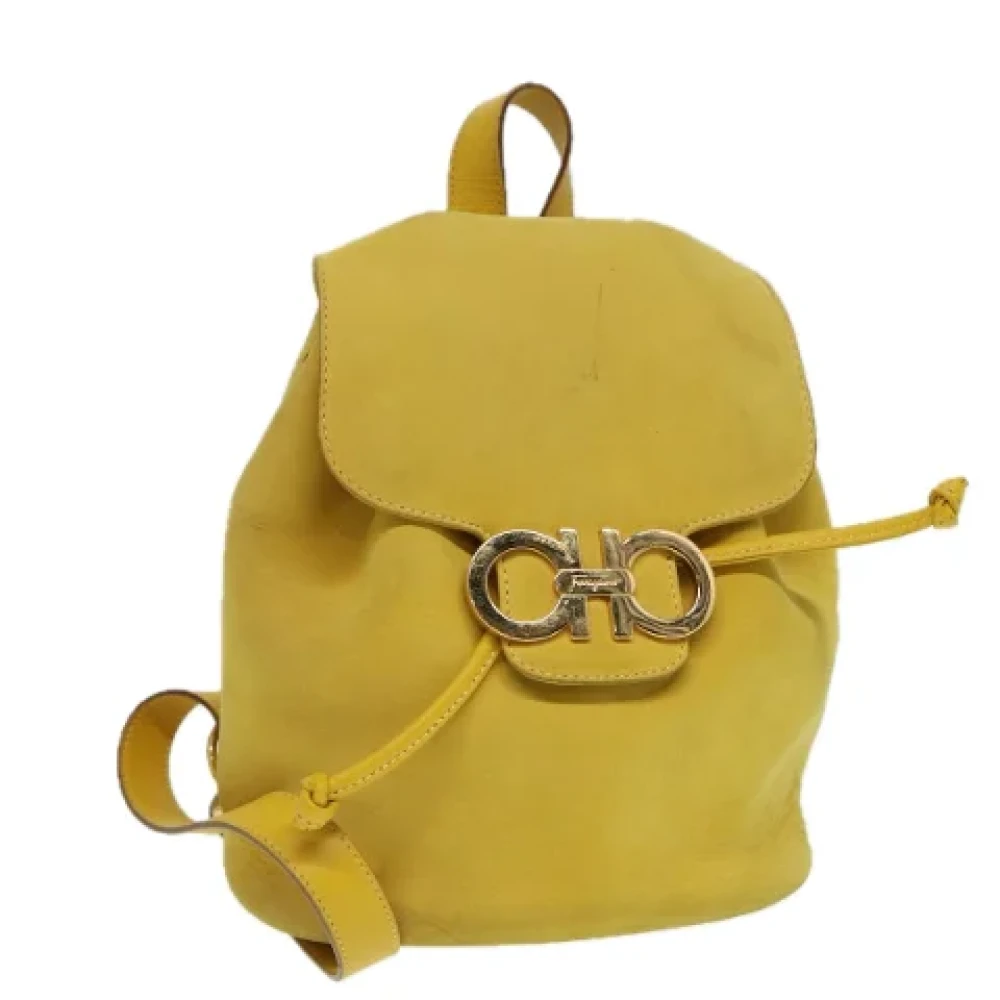 Salvatore Ferragamo Pre-owned Suede backpacks Yellow Dames