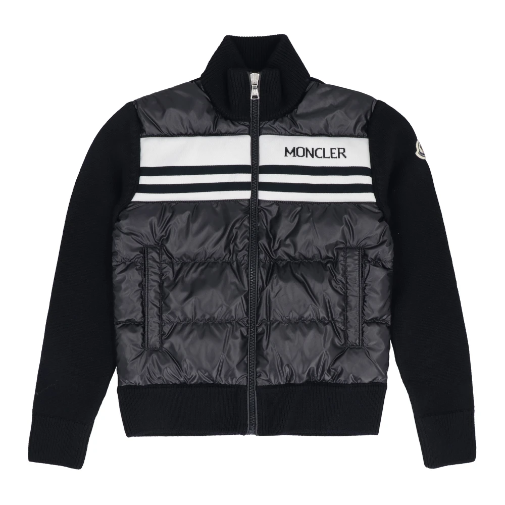 Moncler Cardigan med vadderat framstycke och fickor Blue, Pojke