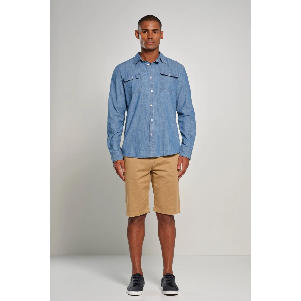 BomBoogie Katoenen Chambray Overhemd Blue Heren