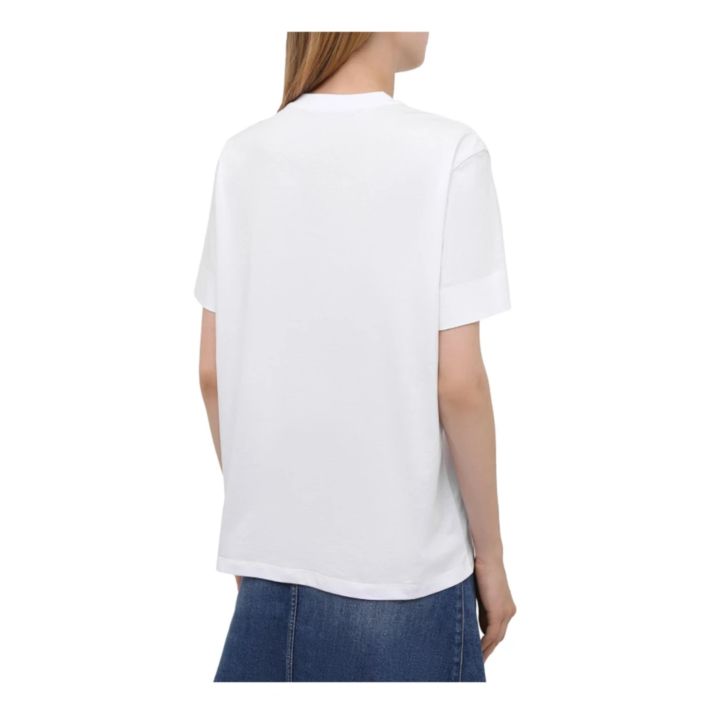 Stella Mccartney Katoenen Logo T-Shirt met Rubberen Detail White Dames