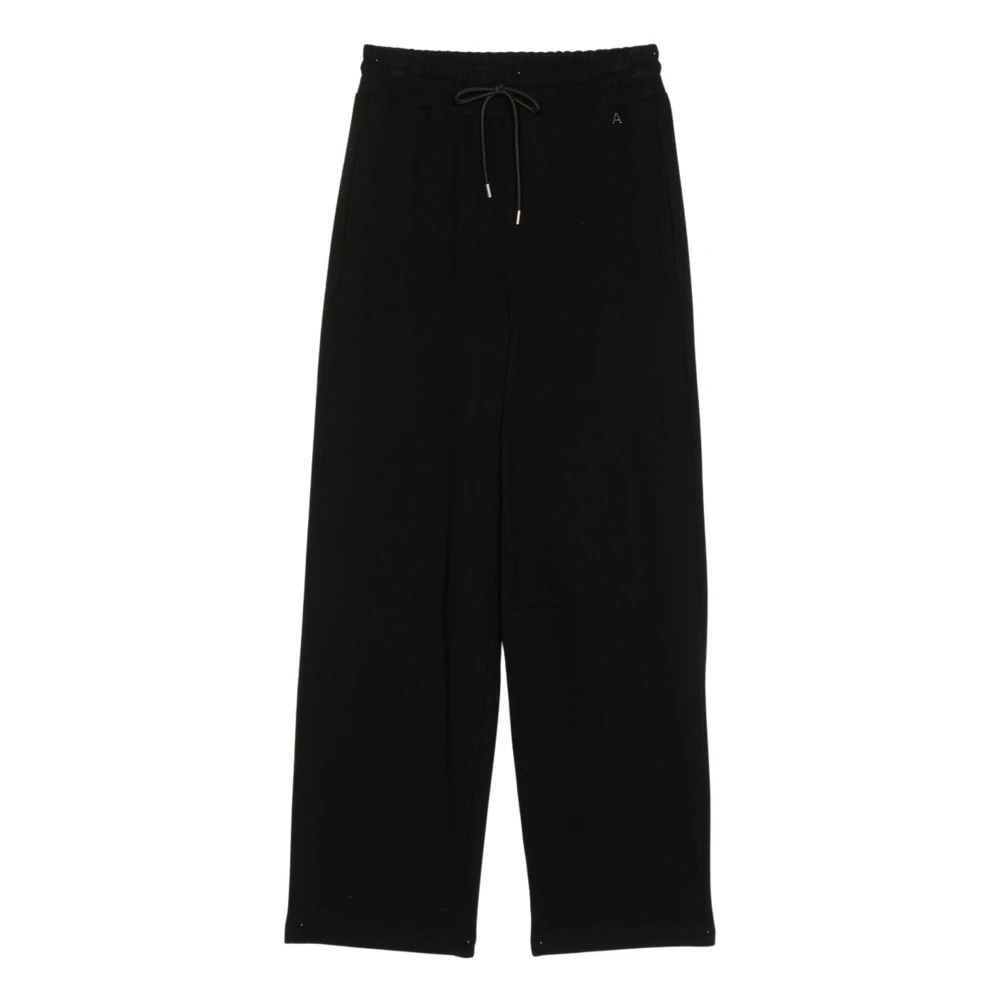 Twinset Black Sweatpants, Female, M, Pantalone Wide Leg In Felpa