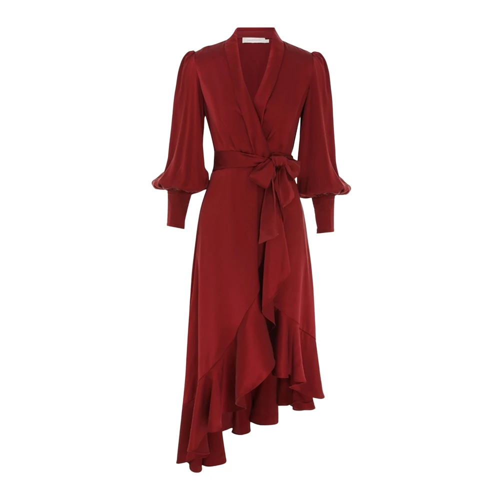 Zimmermann Elegante Zijden Midi Wrap Jurk Red Dames