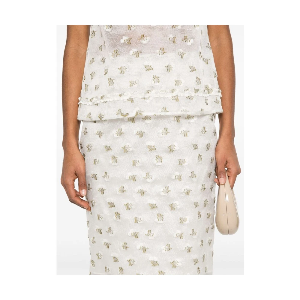 Cecilie Bahnsen Bloemen Geborduurde Witte Rok White Dames