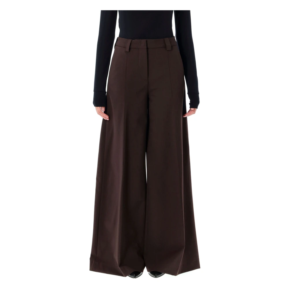 Thelatest Women's Brown Wide-Leg Wool Trousers Aw25