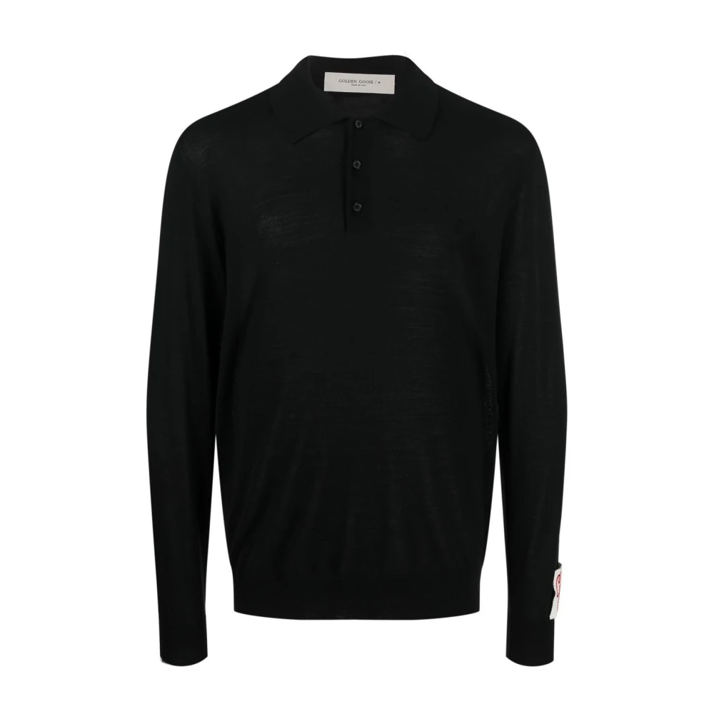 Golden Goose Men's Black Polo Shirts, L, Stylish Jumper Nero Aw25