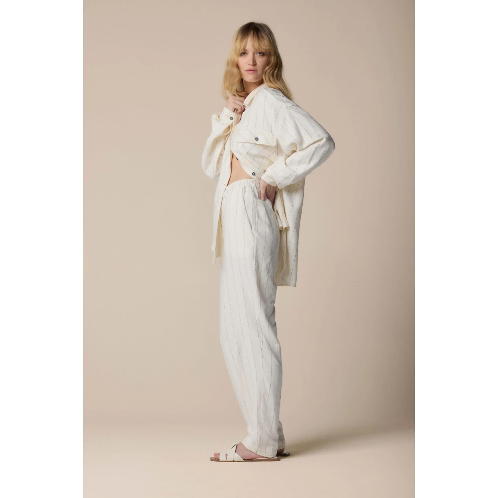 Kocca Gestreepte broek met rechte snit Beige Dames