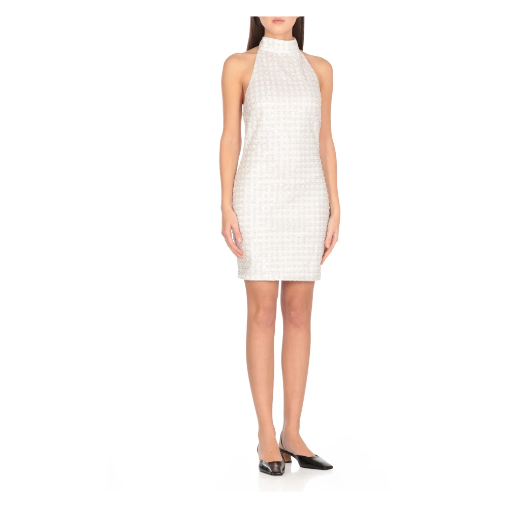 Rotate Birger Christensen Ivoor Kralen Mouwloze Jurk Beige Dames