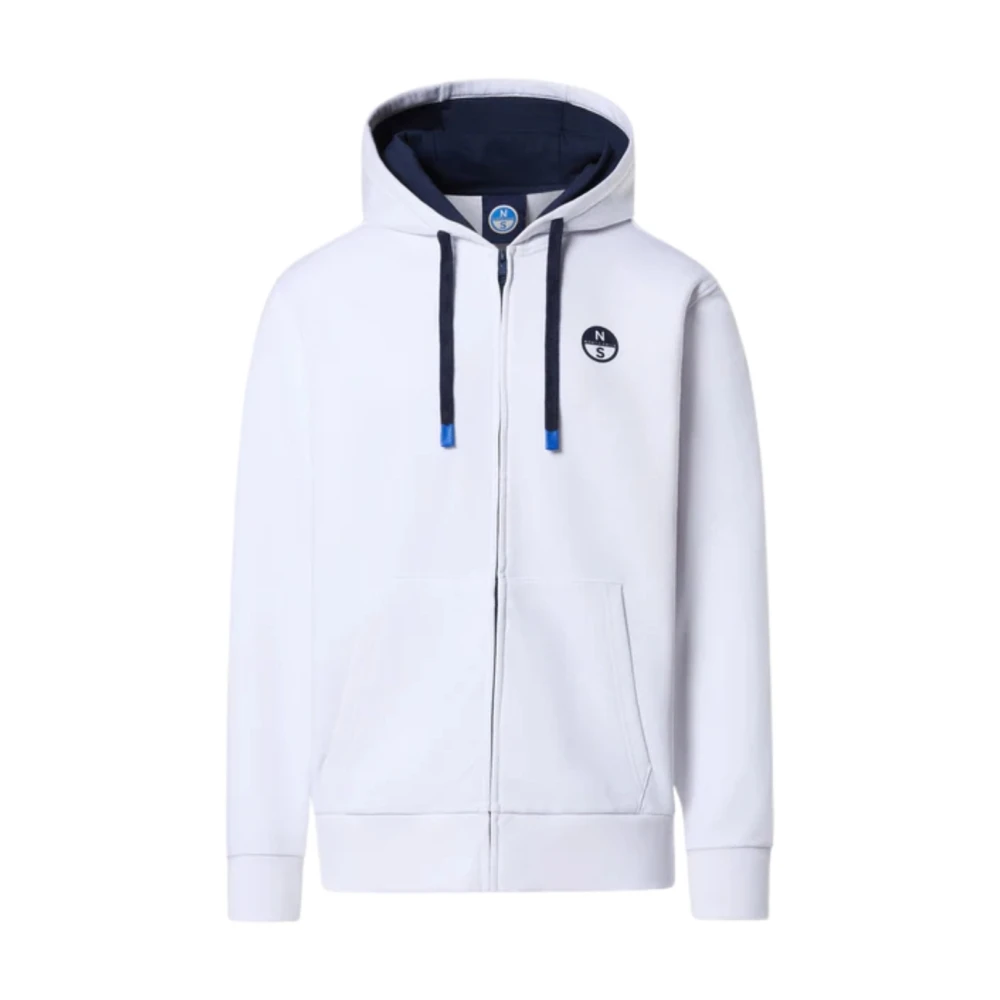 North Sails Uomo Bianco Felpa Con Cappuccio E Zip Integrale